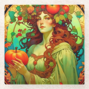 Art Nouveau Mabon Glazen Onderzetter