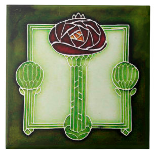 Art Nouveau Mackintosh Roos (groene) keramische Te Tegeltje