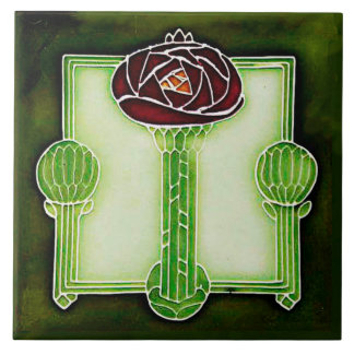 Art Nouveau Mackintosh Roos (groene) keramische Te Tegeltje