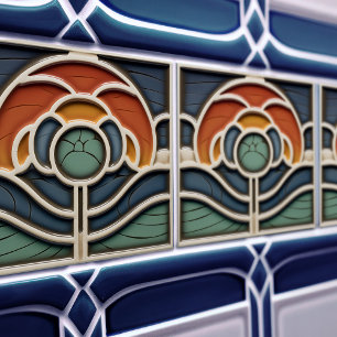 Art Nouveau Mackintosh Roos Keramische Tegel Tegeltje