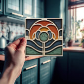 Art Nouveau Mackintosh Rose Ceramic Tile Tegeltje
