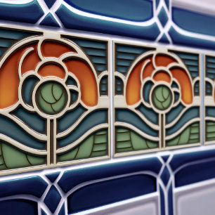 Art Nouveau Mackintosh Roze Keramische Tegel Tegeltje