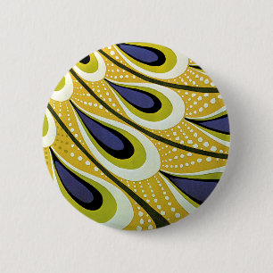 Art Nouveau, Macmillan's Peacock Feather Ronde Button 5,7 Cm