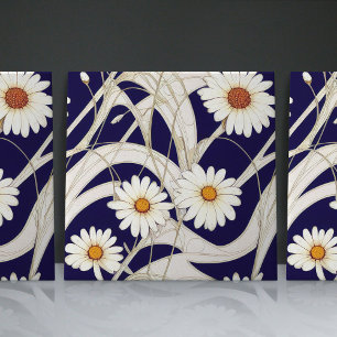 Art Nouveau Madeliefjes Naadloos witte blauwe bloe Tegeltje