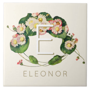 Art Nouveau Madeliefjeskrans Monogram om te Person Tegeltje