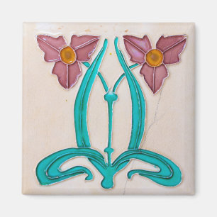 Art Nouveau Majolica Tegel Magneet