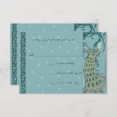 Art Nouveau Mariage Peacock Vintage RSVP (Devant / Derrière)