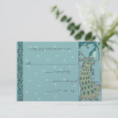 Art Nouveau Mariage Peacock Vintage RSVP (Debout devant)