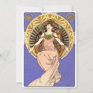  Art Nouveau Meisje door Alphonse Mucha Kaart