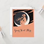 Art Nouveau Meisje Op Halve Maan Sjabloon (Voorkant / Achterkant in situ)