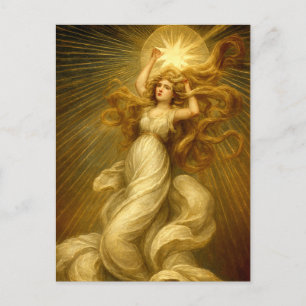 Art Nouveau Meisje Reikt Naar De Sterren Briefkaart