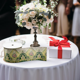 Art Nouveau Metallic Goud Roze Rozen Medallion Lint