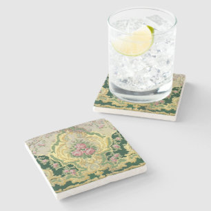 Art Nouveau Metallic Goud Roze Rozen Trouwtafel Stenen Onderzetter