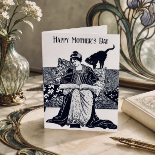 Art Nouveau Moederdag boekliefhebber Kaart