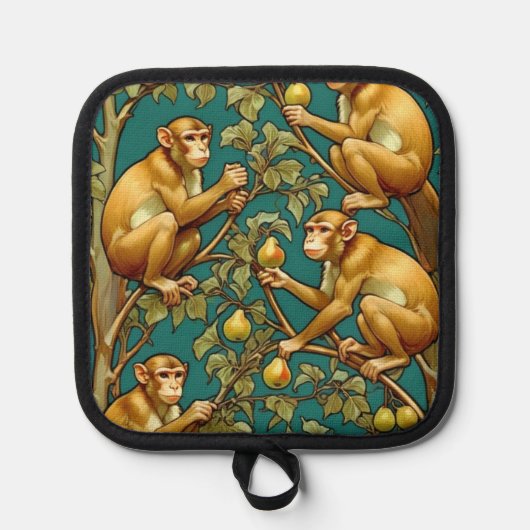 Art Nouveau Monkey Pot Holder Pannenlap (Voorkant)