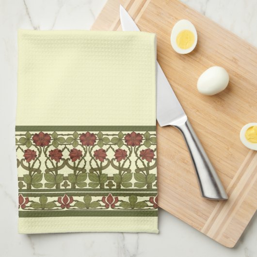 Art Nouveau Monogram  Bloemengrens Frieze Theedoek (Quarter Fold)