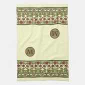 Art Nouveau Monogram  Bloemengrens Frieze Theedoek (Verticaal)