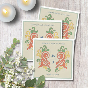 Art Nouveau Monogram Bruiloft Servet