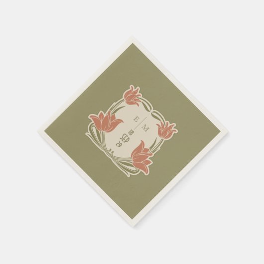 Art Nouveau Monogram Initialen Tafeldecor Servet (Hoek)