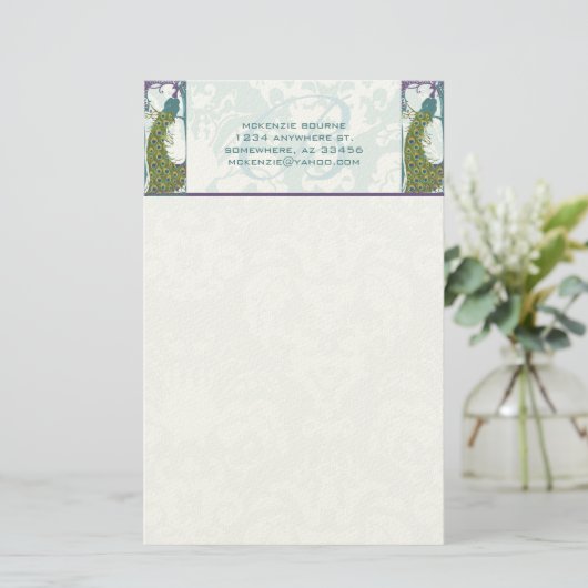 Art Nouveau Monogramme Peacock papeterie (Debout devant)