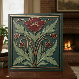 Art Nouveau Moody Poppy Bloem #15 ID1193 Tegeltje