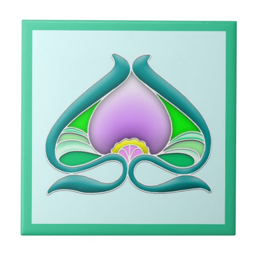 Art Nouveau - mooie bloem Tegeltje (Voorkant)