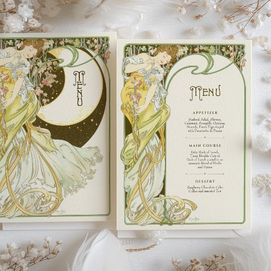 Art Nouveau Moonlit Wedding Menu Kaart