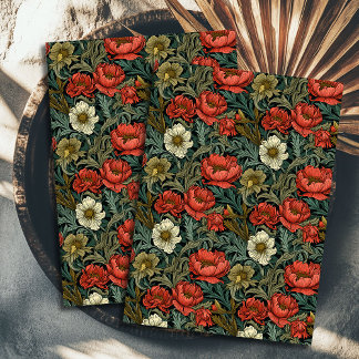 Art nouveau Morris terracotta bloemen pastelgroen Tissuepapier