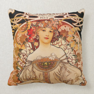 Art Nouveau Mucha-afdrukken Kussen