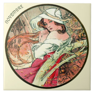 Art Nouveau Mucha Agenda november Tegeltje