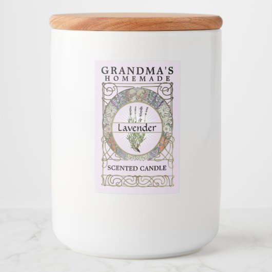  Art Nouveau Mucha Candle Label Sjabloon Voedselcontainer Etiket (Voorkant)