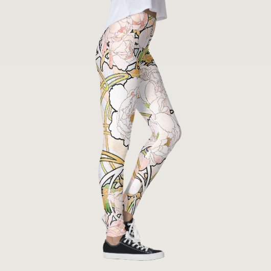 Art Nouveau Mucha Floral over de Leggings van de D (Rechts)