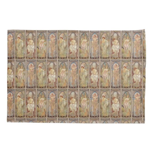  Art Nouveau Mucha Tijden van de Dag Kussensloop (Achterkant)