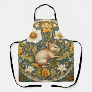 Art nouveau muis en bloemen schort