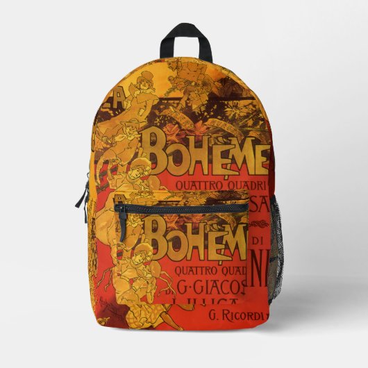 Art Nouveau Music, La Boheme Opera, 1896 Bedrukte Rugzak (Voorkant)