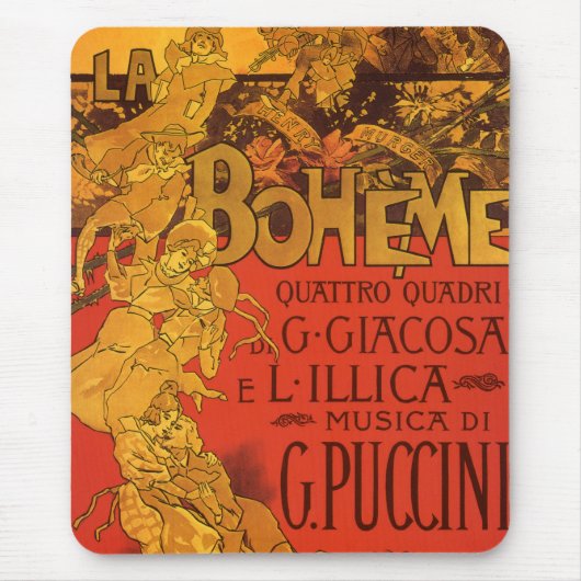 Art Nouveau Music, La Boheme Opera, 1896 Muismat (Voorkant)