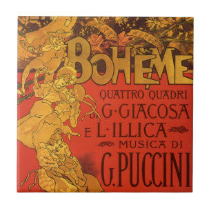  Art Nouveau Music, La Boheme Opera, 1896 Tegeltje