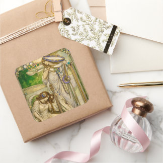 Art Nouveau Music Maidens Vintage Illustration  Vierkante Sticker