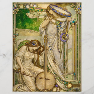 Art Nouveau Muziek Meisjes Vintage Illustratie Briefhoofd