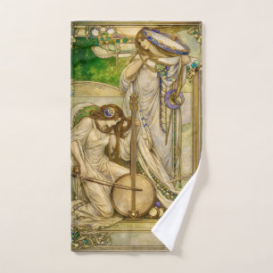 Art Nouveau Muziek Meisjes Vintage Illustratie Handdoek