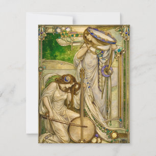 Art Nouveau Muziek Meisjes Vintage Illustratie Notitiekaartje
