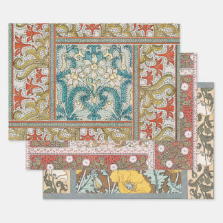 Art Nouveau Narcispatroon Verneuil Antiek Inpakpapier Vel