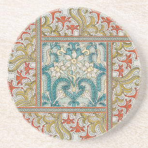 Art Nouveau Narcispatroon Verneuil antiek Zandsteen Onderzetter