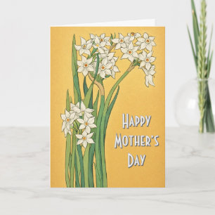 Art Nouveau Narcissus Bloemen Kaart