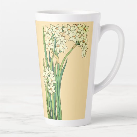 Art Nouveau Narcissus Flowers Latte Mug (Droite)