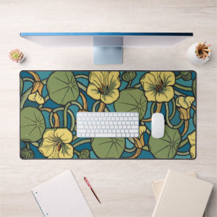 Art Nouveau Nasturtium Blauw Goud bloemig Verneuil Bureaumat