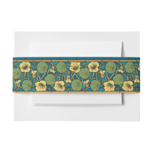 Art Nouveau Nasturtium Blauw Goud bloemig Verneuil Uitnodigingen Wikkel