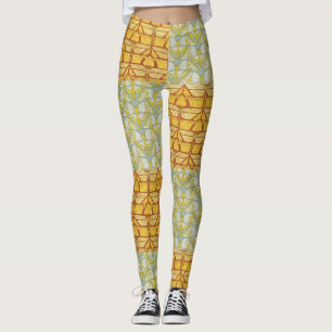 Art Nouveau Natuur Rasterpatroon Kunst uit het ver Leggings