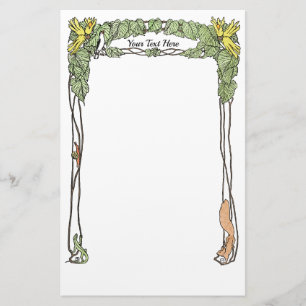Art Nouveau Natuur Thema Stationery - Waterverf Briefpapier