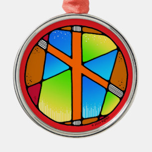 Art Nouveau Naudhiz Rune of Overcoming Metalen Ornament